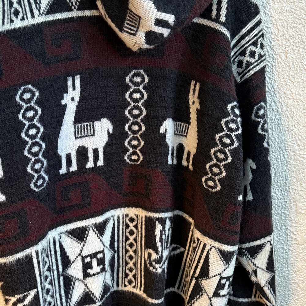 Unisex Black and Brown Wool Alpaca Pattern Jacket - Picture 7 of 8